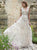A Line V Neck Flower Ivory Tulle Wedding Dresses