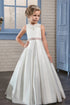 Scoop Appliques Satin Flower Girl Dresses LBQF0003