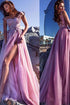 A-Line Elegant Tulle Spaghetti Straps Neckline A-Line Prom Dresses GJS440