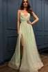 Simple V-Neck Tulle Side Slit Prom Dress Bridal Dress,Party Dresses GJS222