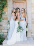 A Line Off The Shoulder Chiffon Bridesmaid Dresses With Ruffles LBQB0018