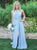 Floor Length High Split Blue Chiffon Sleeveless Bridesmaid Dress LBQB0025