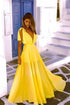 Chiffon V-Neck Sleeveless A-Line Simple Long Prom Dresses GJS427