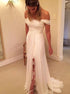 A Line Off the Shoulder Pleats Chiffon Wedding Dresses LBQW0028