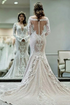 Mermaid Bateau Lace Wedding Dress with Beading LBQW0017