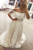 A Line Off the Shoulder Spaghetti Straps Appliques Lace Wedding Dress LBQW0153