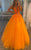 Orange V-neck Tulle Long Prom Formal Dresses with Appliques and Beading GJS388