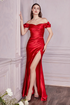 BEAUTIFUL OFF SHOULDER SHINY SATIN GOWN GJS655