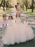 Long Sleeves Ivory Tulle Flower Girl Dresses LBQF0034