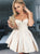 A Line Sweetheart Satin Short Champagne Homecoming Dresses