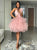 A Line Spaghetti Straps V Neck Ruffles Pink Tulle Prom Dresses