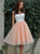 Sweetheart White Satin and Pink Knee Length Prom Dresses