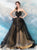 Black Tulle Sweetheart Neck Floor Length Prom Dresses