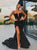 Black Mermaid V Neck Strapless Prom Dresses