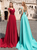 A Line  V Neck Cap Sleeves Red Prom Dresses with Appliques