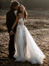A Line Sweetheart Ivory Lace Tulle Wedding Dress LBQW0121