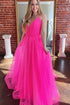Pink Sweetheart A Line Tulle Long Prom Dresses GJS640