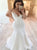 White Mermaid Spaghetti Straps Satin Pleats Lace Wedding Dresses