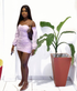 Ruched Puff Sleeve Sexy Mini Dress Light Purple Short Homecoming Dress Y2110
