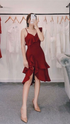 Burgundy A-line Ruffle Party Dress Short Homecoming Dress Y5350