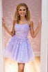 Straps Lace Applique Blue Homecoming Dress Short Prom Dress PD424