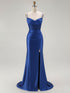 Sparkly Satin Mermaid Long Corset Prom Dress with Beading