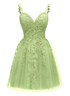 Backless Short Cocktail Dress with Appliques Spaghetti Straps Homecoming Dress Y2418