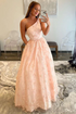 Modern A Line One Shoulder Pink Polyester Prom Dress With 3D Butterfly GJS742