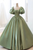 Ball Gown Green Satin Short Sleeves  Floor Length Quinceanera Dress  GJS747