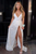 A Line Sequin Spaghetti Straps White Long Prom Dresses, V Neck Evening Dresses GJS752