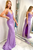 Lilac Mermaid Spaghetti Straps Long Prom Dresses With Side Slit, Evening Dresses GJS751