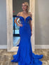 Off the Shoulder Prom Gowns for Women Mermaid Royal Blue Evening Dress