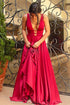 A-line Off-the-shoulder Open Back V-Neck Prom Dress
