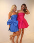 A-Line Strapless Pleated Party Dress with Bow