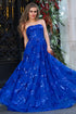 A Line Strapless Pleating Long Prom Dress With Applique