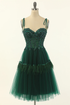 A-Line Green Tulle Above Knee Length Homecoming Dress Party Dress Y1703