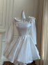 Cute White satin Short Prom Dress Homecoming Dress Y8583