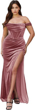 Women's Velvet Slit Mermaid Prom Dress Long Off Shoulder Bridesmaid Dress Strapless Party Gown