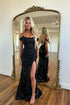 Spaghetti Straps Mermaid Long Prom Dress with Beads and Slit