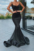 Ravishing Midnight Spaghetti Straps Mermaid Long Prom Gown