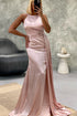 Elegant Long Mermaid Jewel Satin Formal Prom Dress