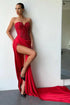 Sweetheart Sleeveless Mermaid Prom Gown with Beaded Details and Daring Split