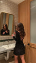 Sparkly Black Sequins Short Homecoming Dress Holiday Outfit Dress Y1166