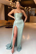 Strapless Sleeveless Mermaid Prom Dress with Stunning Split and Ruffle Detail