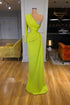 One Shoulder Mermaid Sequins Prom Dress With Long Sleeve