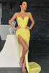 Spaghetti-Straps  Sequins Mermaid Sweetheart Prom Dress with Slit