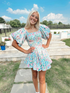 Puff Sleeve Floral Dress Chic Floral Homecoming Dress Y2753