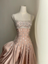 Luxury nude satin hand-beaded diamond homecoming dress Y4542