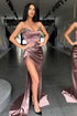 V-neck Stain Mermaid Long Prom Dress with Sequins and Slit