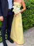 A-Line Yellow Strapless Floor-Length Prom Dress